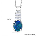 Close Out Deal- D'Joy Australian Boulder Opal & Moissanite Pendant with Chain (Size 20) in Rhodium Overlay Sterling Silver 1.45 Ct._4449518_6