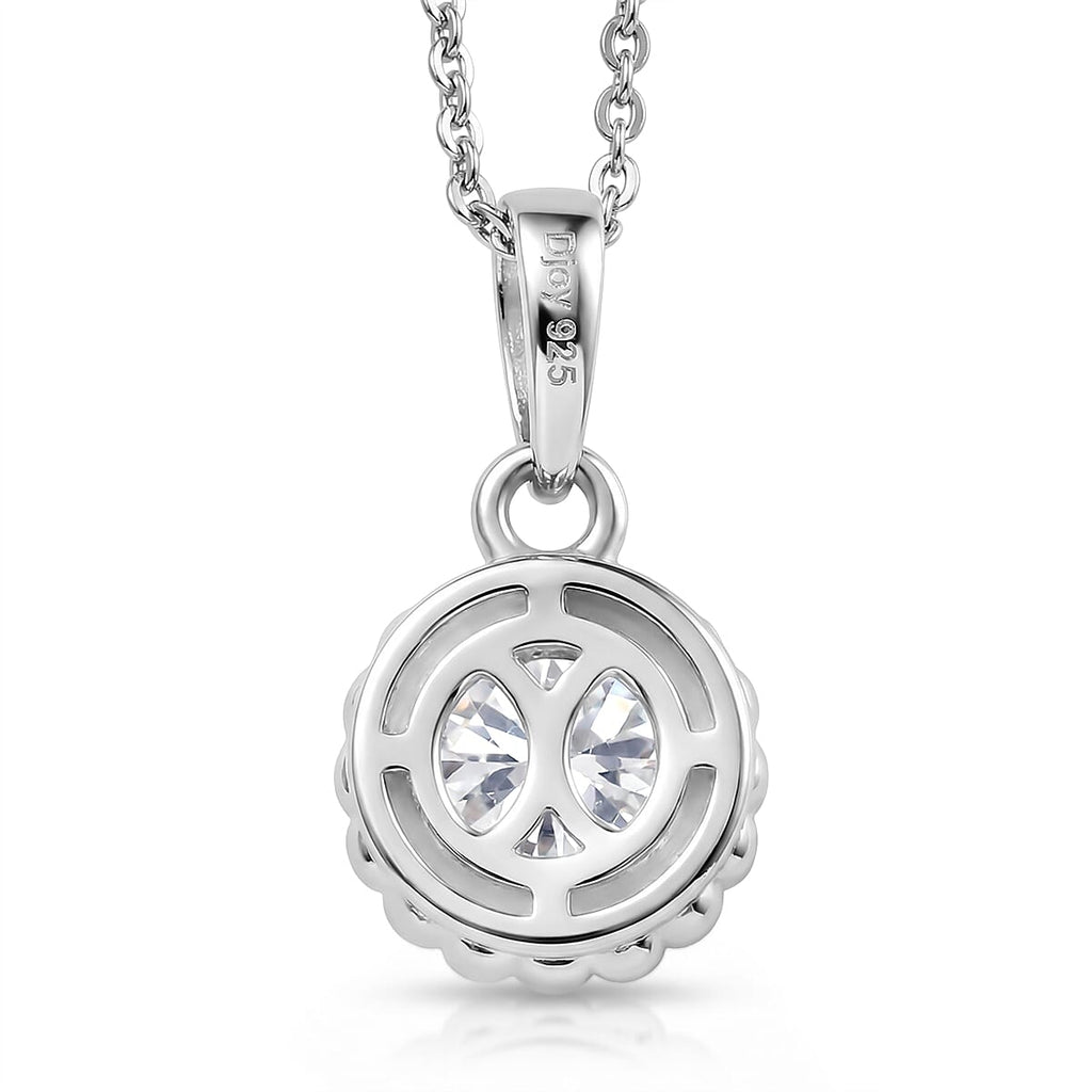 D'Joy Moissanite Solitaire Pendant with Chain (Size 20) in Platinum Overlay Sterling Silver 1.02 Ct._4449713_4