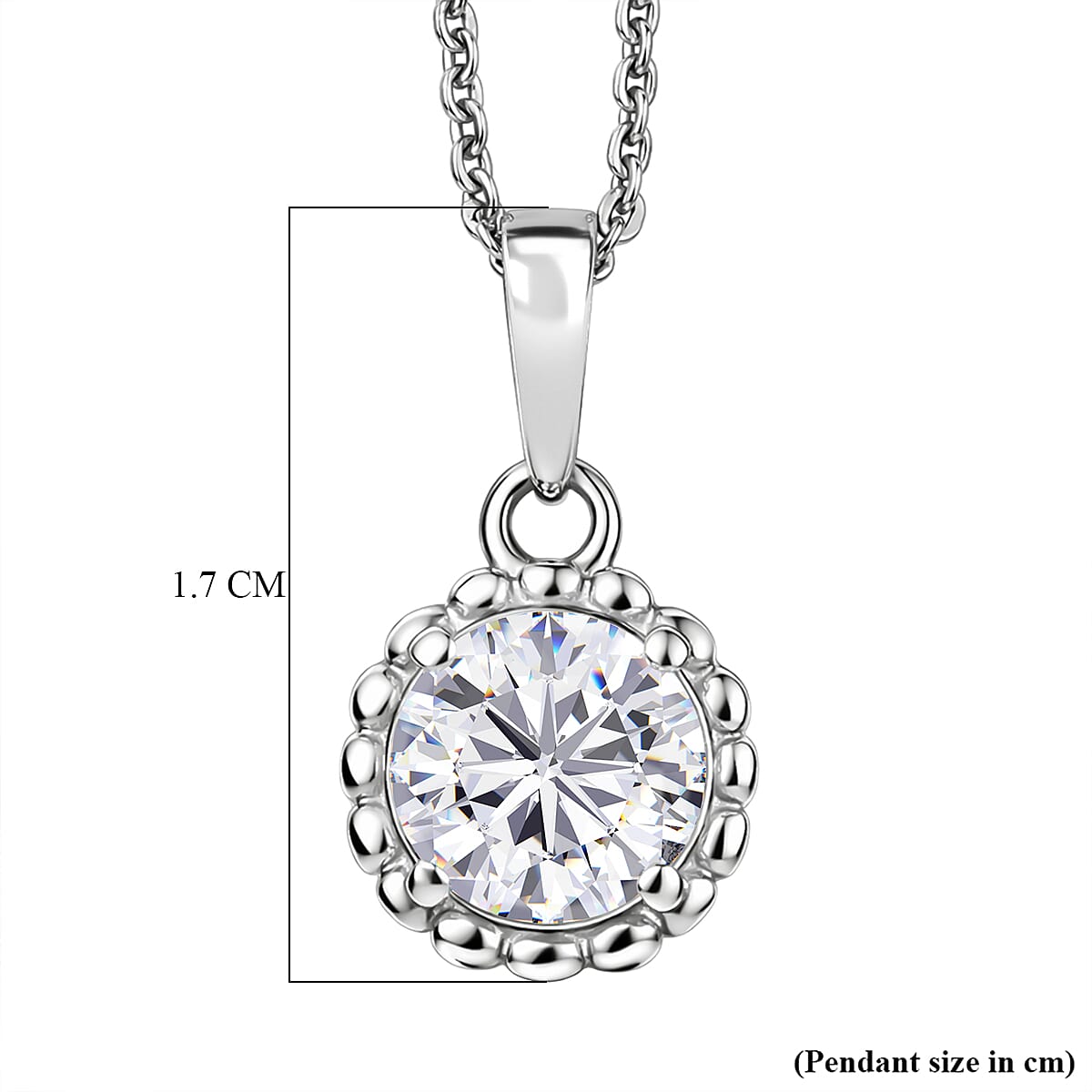 D'Joy Moissanite Solitaire Pendant with Chain (Size 20) in Platinum Overlay Sterling Silver 1.02 Ct. 4449713 6