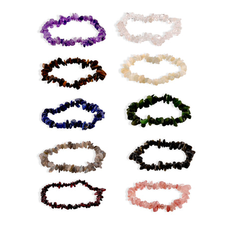 Set of 10 - Multi-Gemstone Stretchable Bracelet (Size 7-7.5 Ext) 4450336 1