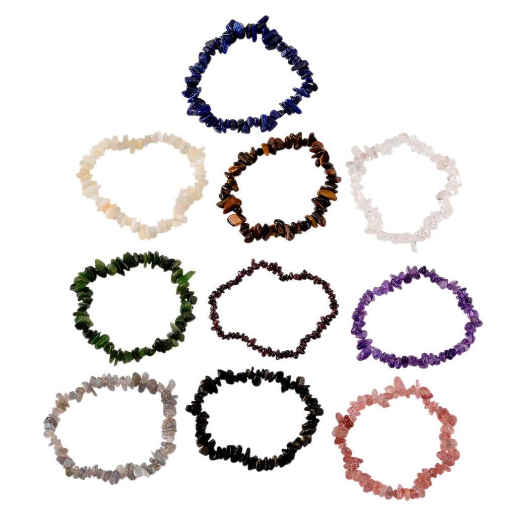 Set of 10 - Multi-Gemstone Stretchable Bracelet (Size 7-7.5 Ext)_4450336_2