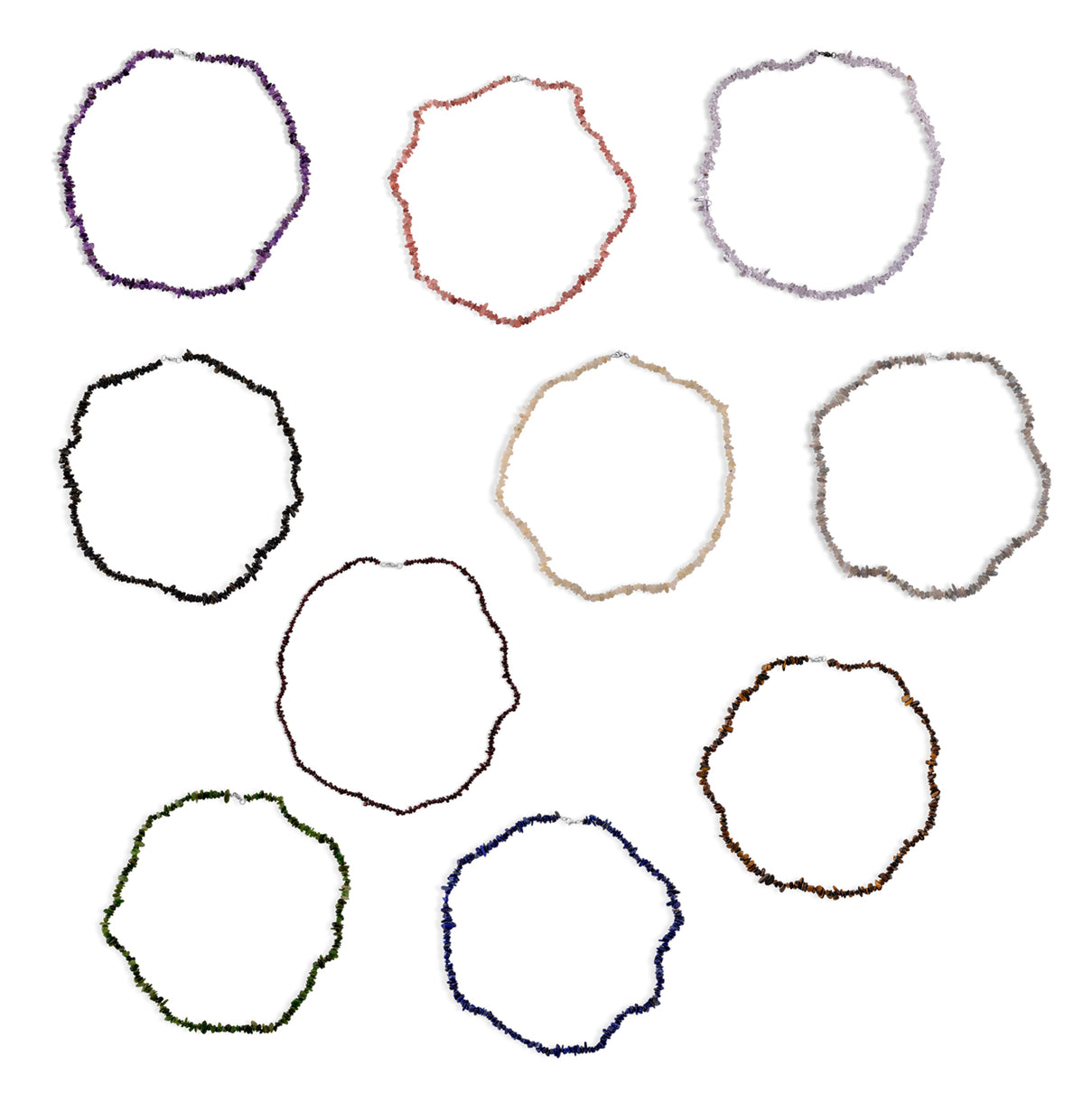 Set of 10 - Multi-Gemstone Stretchable Necklace (Size - 32) 4450337 0