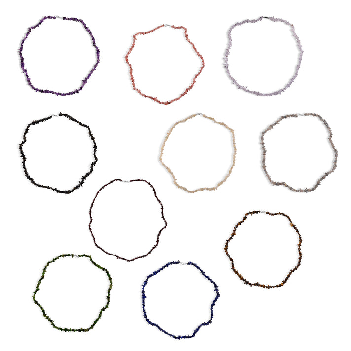 Set of 10 - Multi-Gemstone Stretchable Necklace (Size - 32) 4450337 1