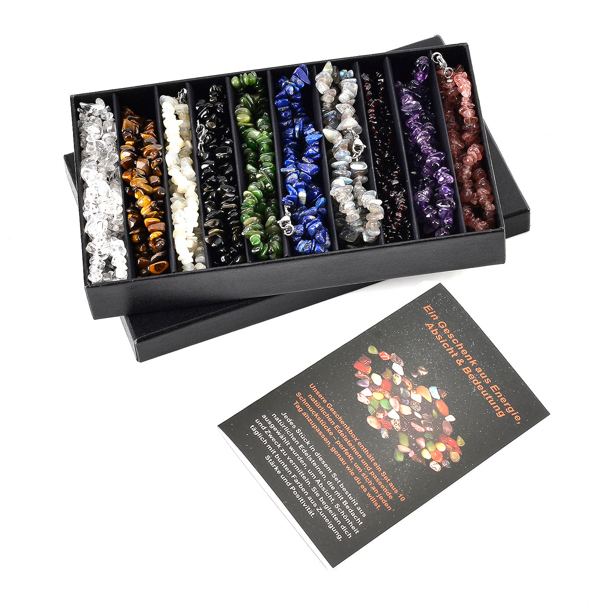 Set of 10 - Multi-Gemstone Stretchable Necklace (Size - 32) 4450337 5