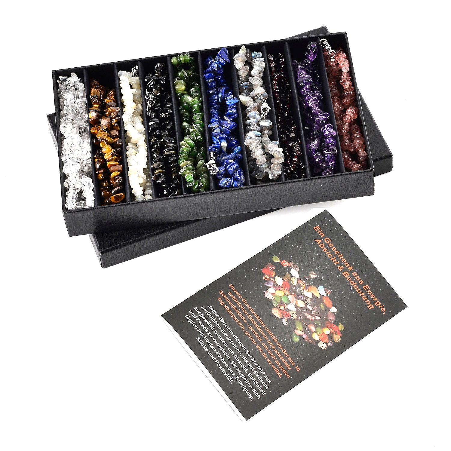 Set of 10 - Multi-Gemstone Stretchable Necklace (Size - 32) 4450337 5