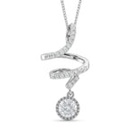 Moissanite Round Pendant with Chain (Size 18) in Rhodium Overlay Sterling Silver 1.09 Ct._4450704