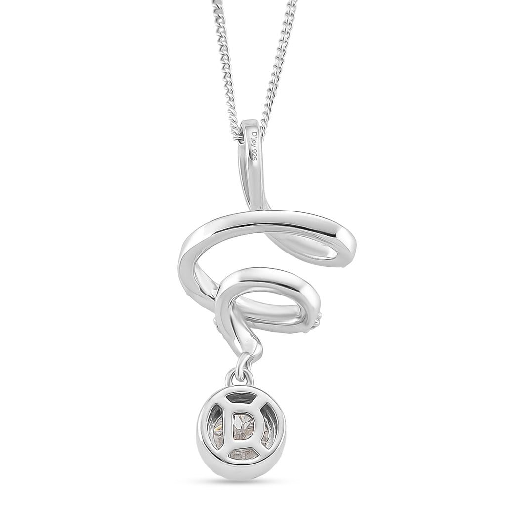Moissanite Round Pendant with Chain (Size 18) in Rhodium Overlay Sterling Silver 1.09 Ct._4450704_4