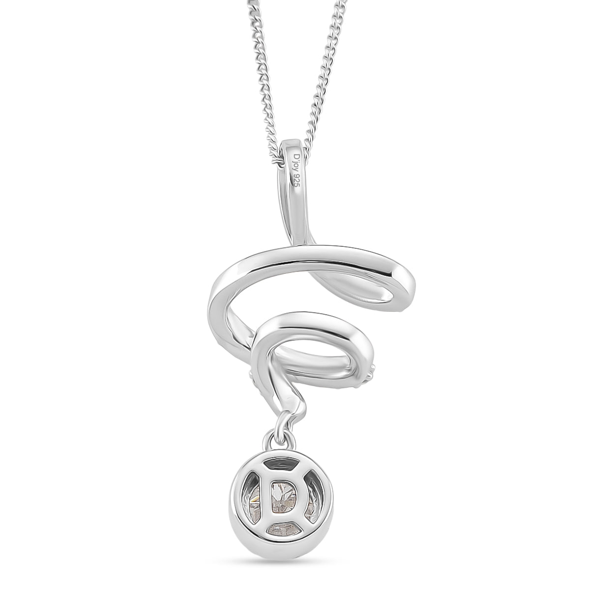 Moissanite Round Pendant with Chain (Size 18) in Rhodium Overlay Sterling Silver 1.09 Ct. V32538862 5
