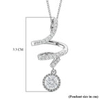 Moissanite Round Pendant with Chain (Size 18) in Rhodium Overlay Sterling Silver 1.09 Ct._4450704_6