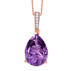 D'Joy AAA Rose De France Amethyst & White Zircon Teardrop Pendant with Chain (Size 20) in Rose Gold Plated Sterling Silver 8.14 Ct._4450911