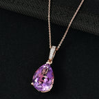 D'Joy AAA Rose De France Amethyst & White Zircon Teardrop Pendant with Chain (Size 20) in Rose Gold Plated Sterling Silver 8.14 Ct._4450911_1