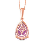 D'Joy AAA Rose De France Amethyst & White Zircon Teardrop Pendant with Chain (Size 20) in Rose Gold Plated Sterling Silver 8.14 Ct._4450911_4