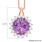 D'Joy AAA Rose De France Amethyst & White Zircon Halo Pendant with Chain (Size 20) in Rose Gold Plated Sterling Silver 7.33 Ct._4451663_8