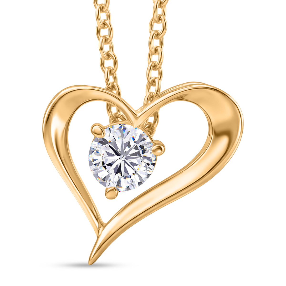 D'Joy - Moissanite Pendant in Yellow Gold Plated Sterling Silver with Chain (Size 20) 4452727 0