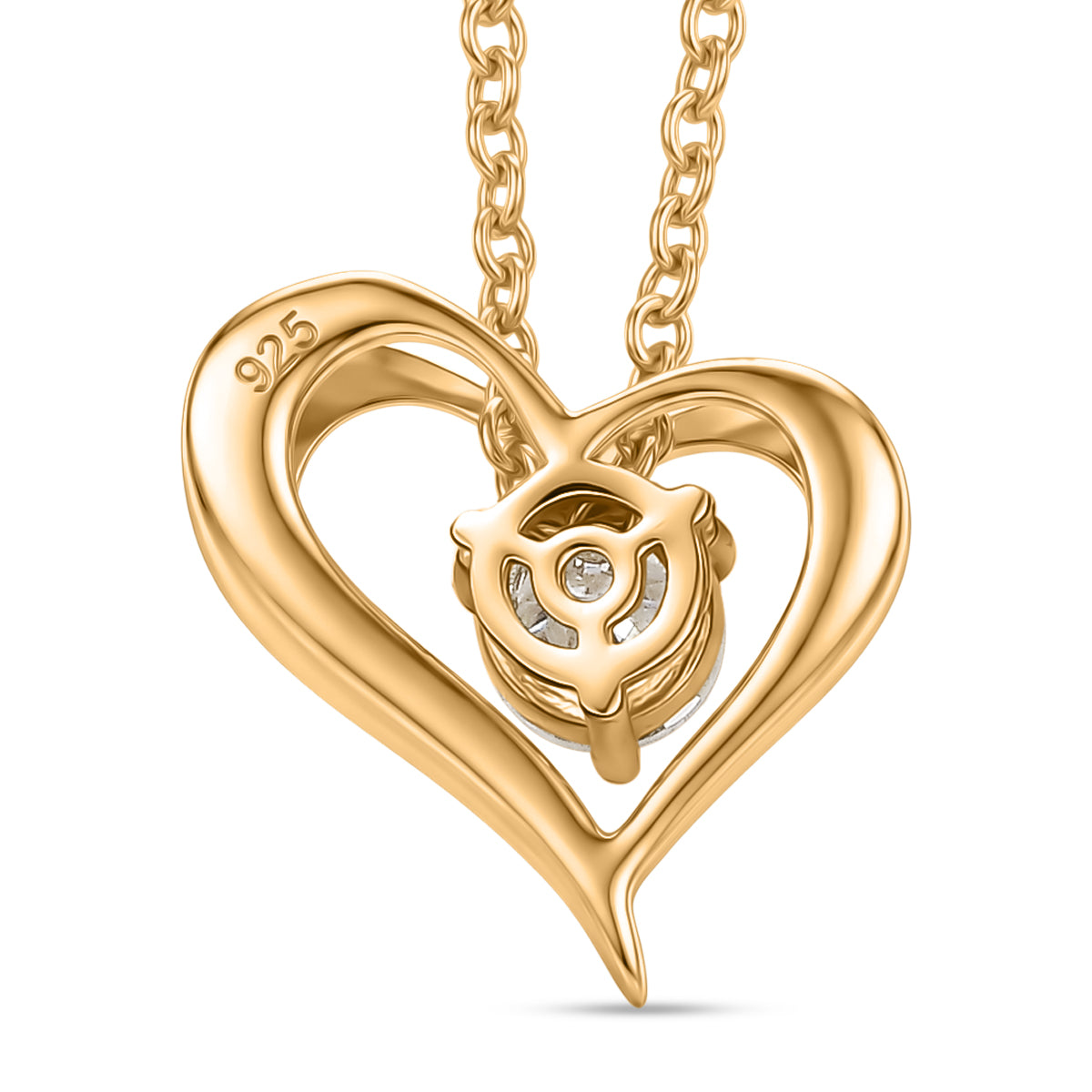 D'Joy - Moissanite Pendant in Yellow Gold Plated Sterling Silver with Chain (Size 20) 4452727 4