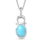 D'Joy Sleeping Beauty Turquoise Solitaire Pendant with Chain (Size 20) in Platinum Overlay Sterling Silver 1.00 Ct._4453830