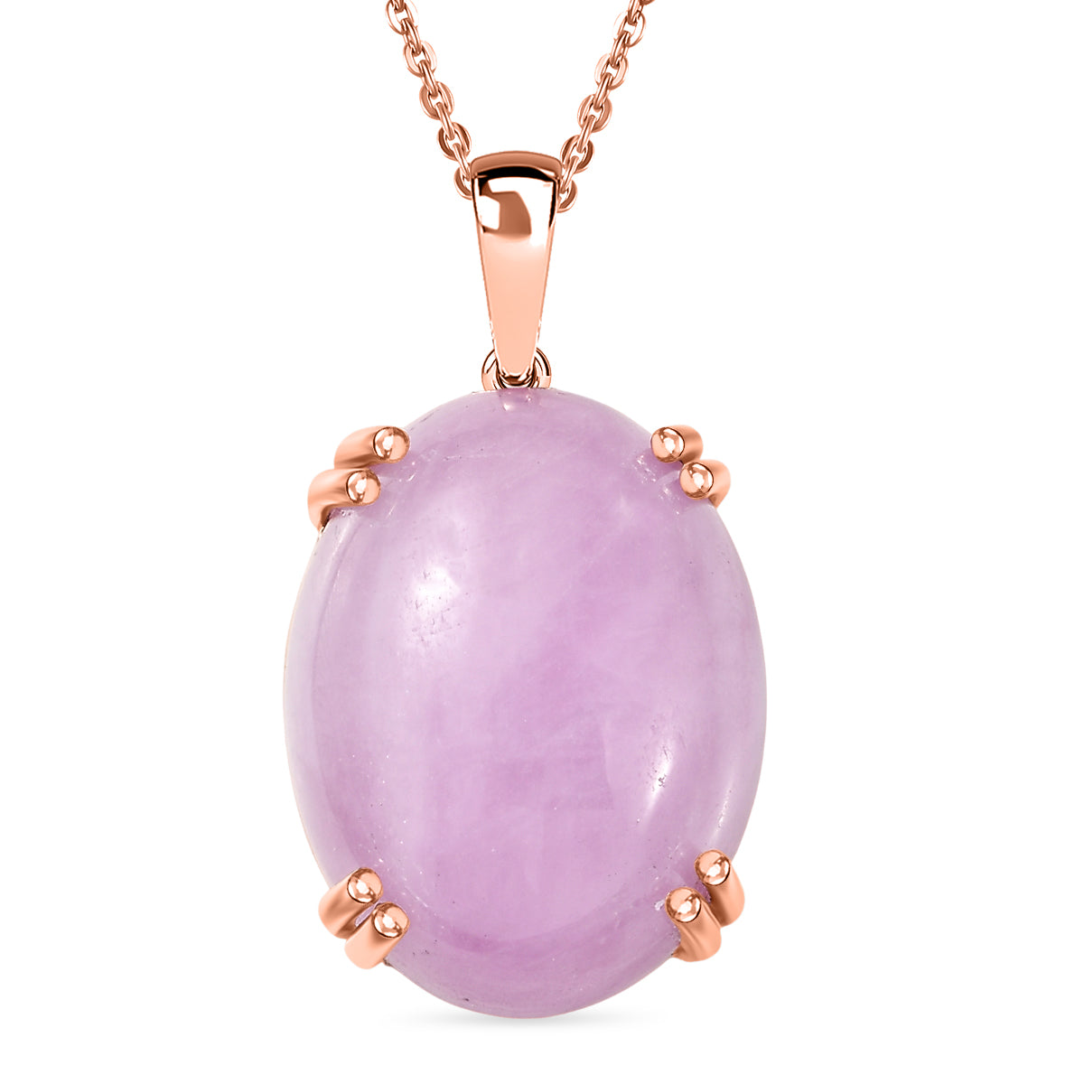 Natural Galileia Kunzite Solitaire Pendant with Chain (Size 20) in Rose Gold Plated Sterling Silver 22.72 Ct. V32540141 0