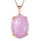 Natural Galileia Kunzite Solitaire Drop Pendant with Chain (Size 20) in Rose Gold Plated Sterling Silver 22.72 Ct._4453848