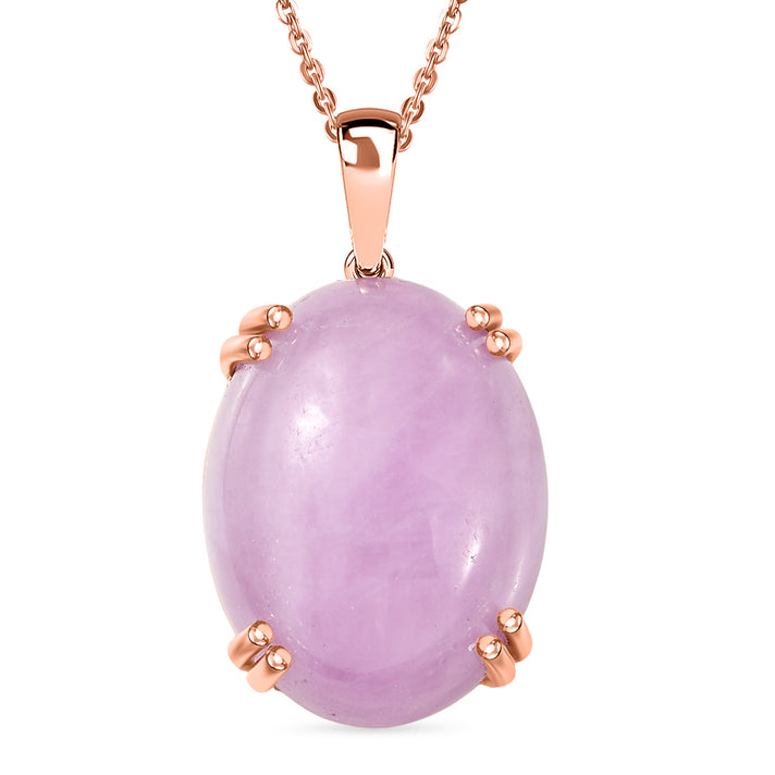 Natural Galileia Kunzite Solitaire Pendant with Chain (Size 20) in Rose Gold Plated Sterling Silver 22.72 Ct. 4453848 1
