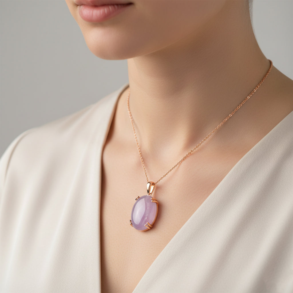 Natural Galileia Kunzite Solitaire Pendant with Chain (Size 20) in Rose Gold Plated Sterling Silver 22.72 Ct. V32540141 3