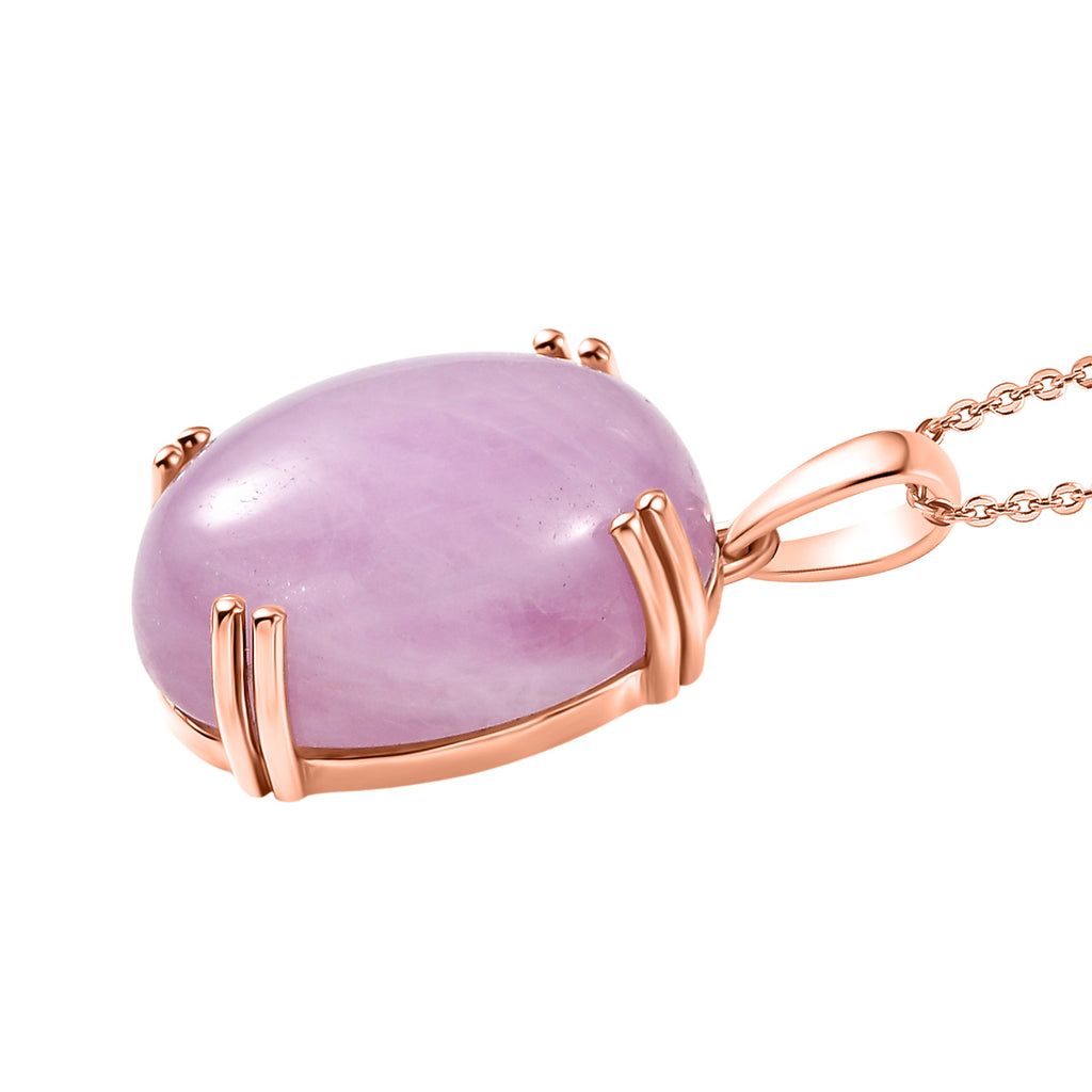 Natural Galileia Kunzite Solitaire Drop Pendant with Chain (Size 20) in Rose Gold Plated Sterling Silver 22.72 Ct._4453848_3