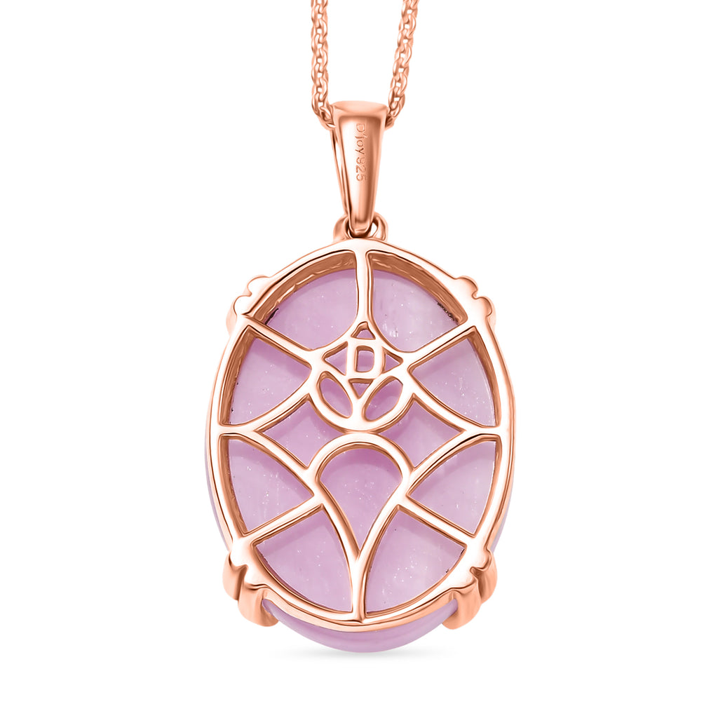 Natural Galileia Kunzite Solitaire Drop Pendant with Chain (Size 20) in Rose Gold Plated Sterling Silver 22.72 Ct._4453848_4