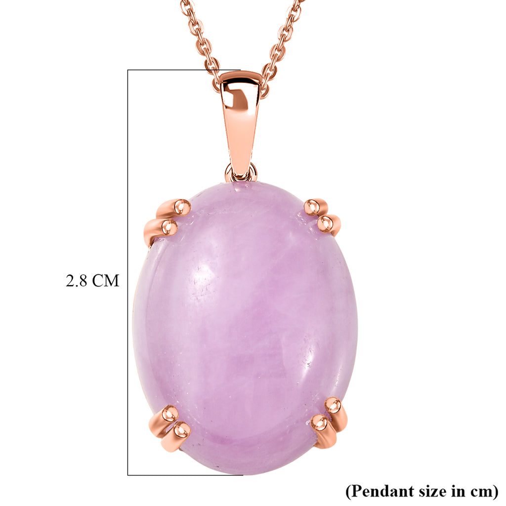 Natural Galileia Kunzite Solitaire Drop Pendant with Chain (Size 20) in Rose Gold Plated Sterling Silver 22.72 Ct._4453848_5