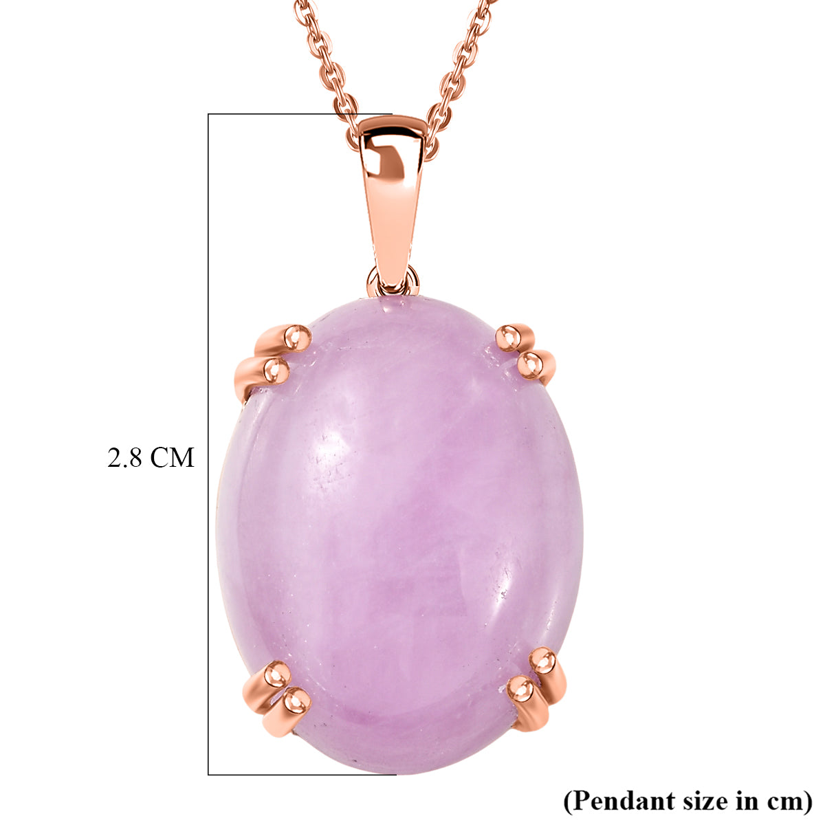 Natural Galileia Kunzite Solitaire Pendant with Chain (Size 20) in Rose Gold Plated Sterling Silver 22.72 Ct. V32540141 6