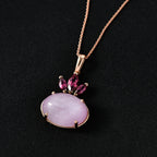 D'Joy Natural Kunzite & Orissa Rose Garnet Drop Pendant with Chain(Size 20) in Rose Gold Plated Sterling Silver 16.58 Ct._4453851_2