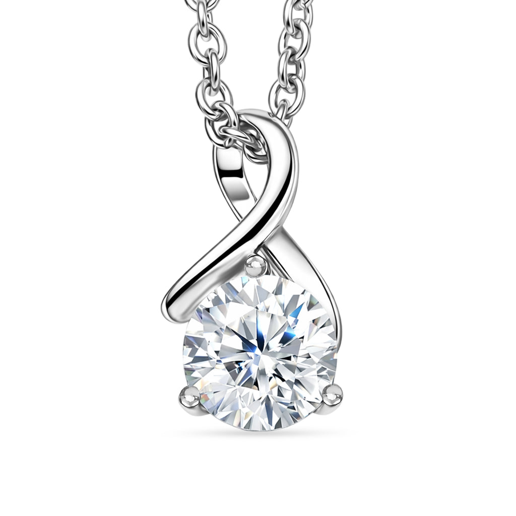 Moissanite Pendant in Platinum Overlay Sterling Silver with Chain (Size 20)_4453853