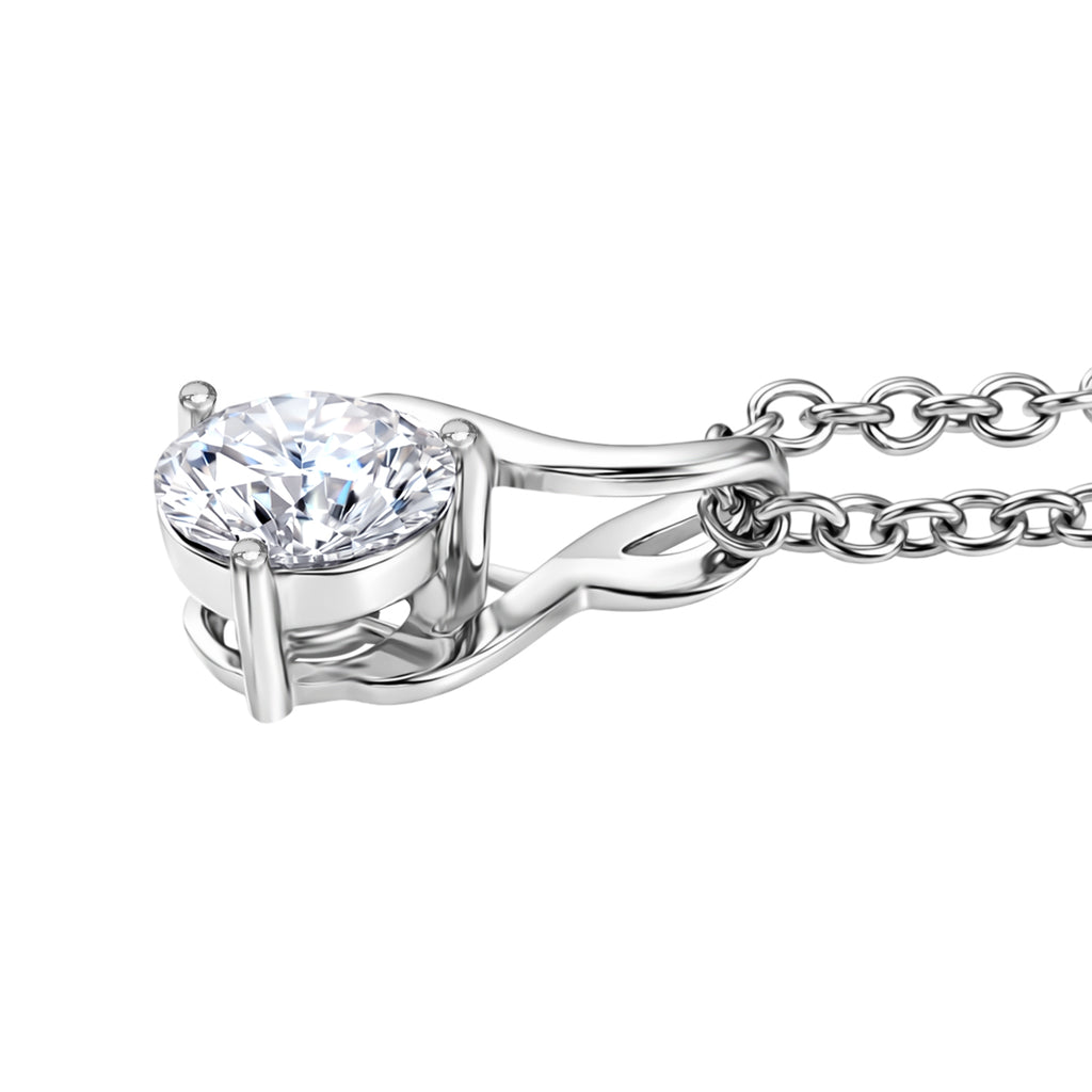 Moissanite Pendant in Platinum Overlay Sterling Silver with Chain (Size 20)_4453853_3