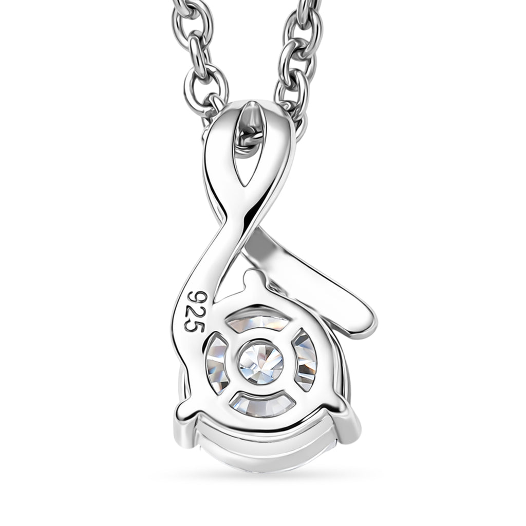 Moissanite Pendant in Platinum Overlay Sterling Silver with Chain (Size 20)_4453853_4