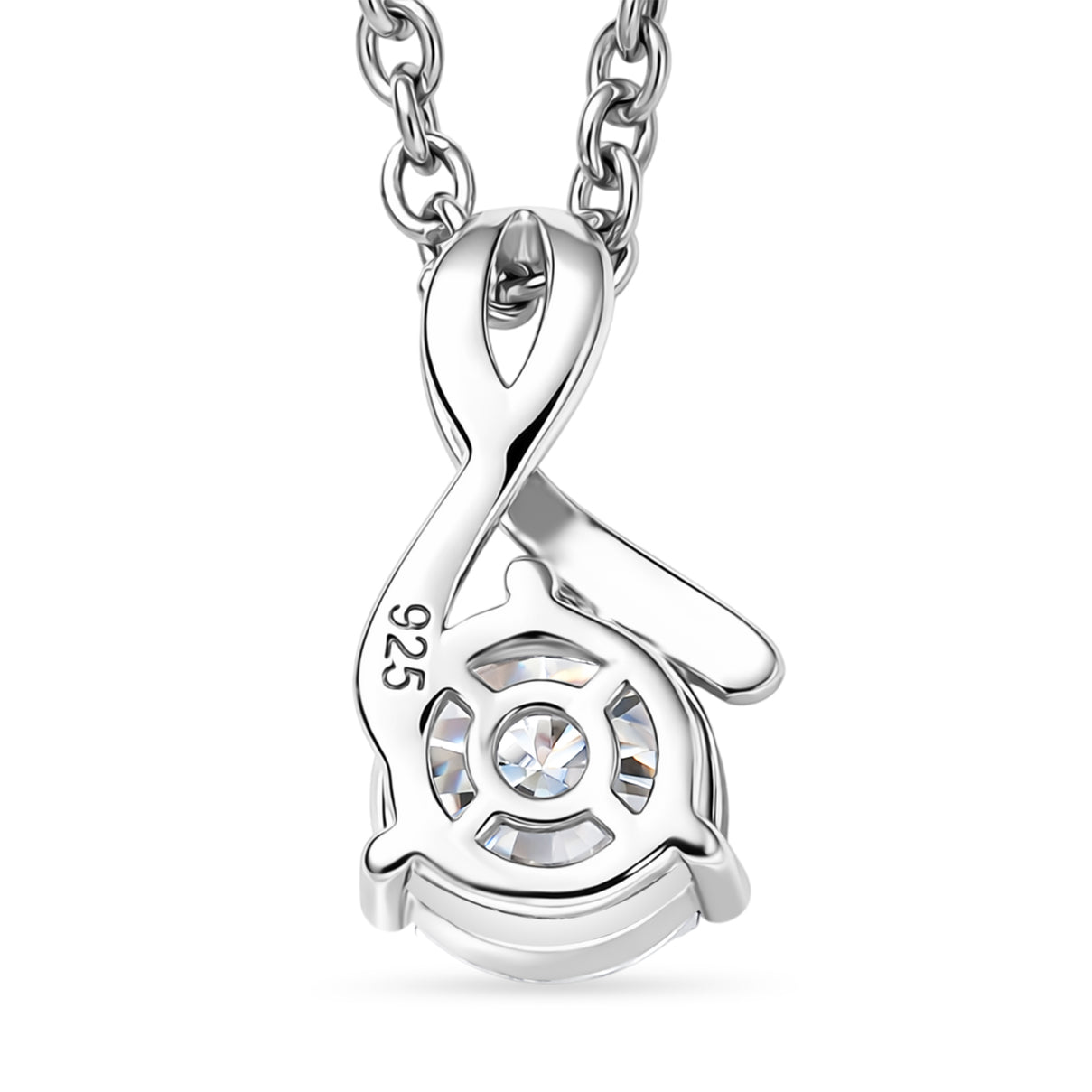 Moissanite Pendant in Platinum Overlay Sterling Silver with Chain (Size 20) 4453853 4