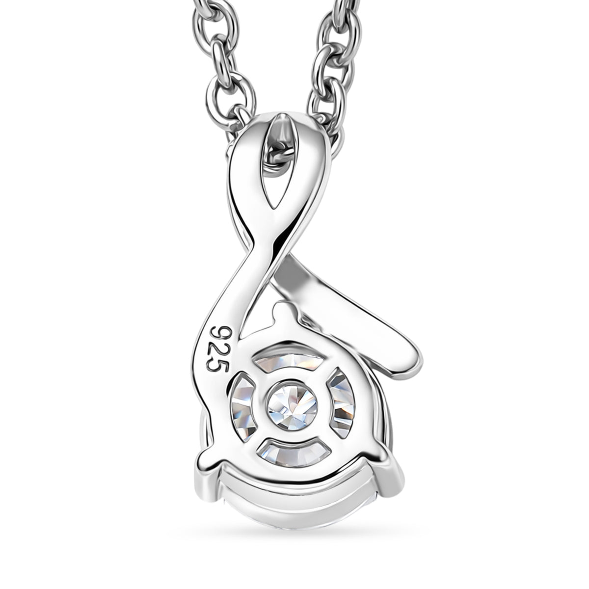 Moissanite Pendant in Platinum Overlay Sterling Silver with Chain (Size 20) 4453853 4