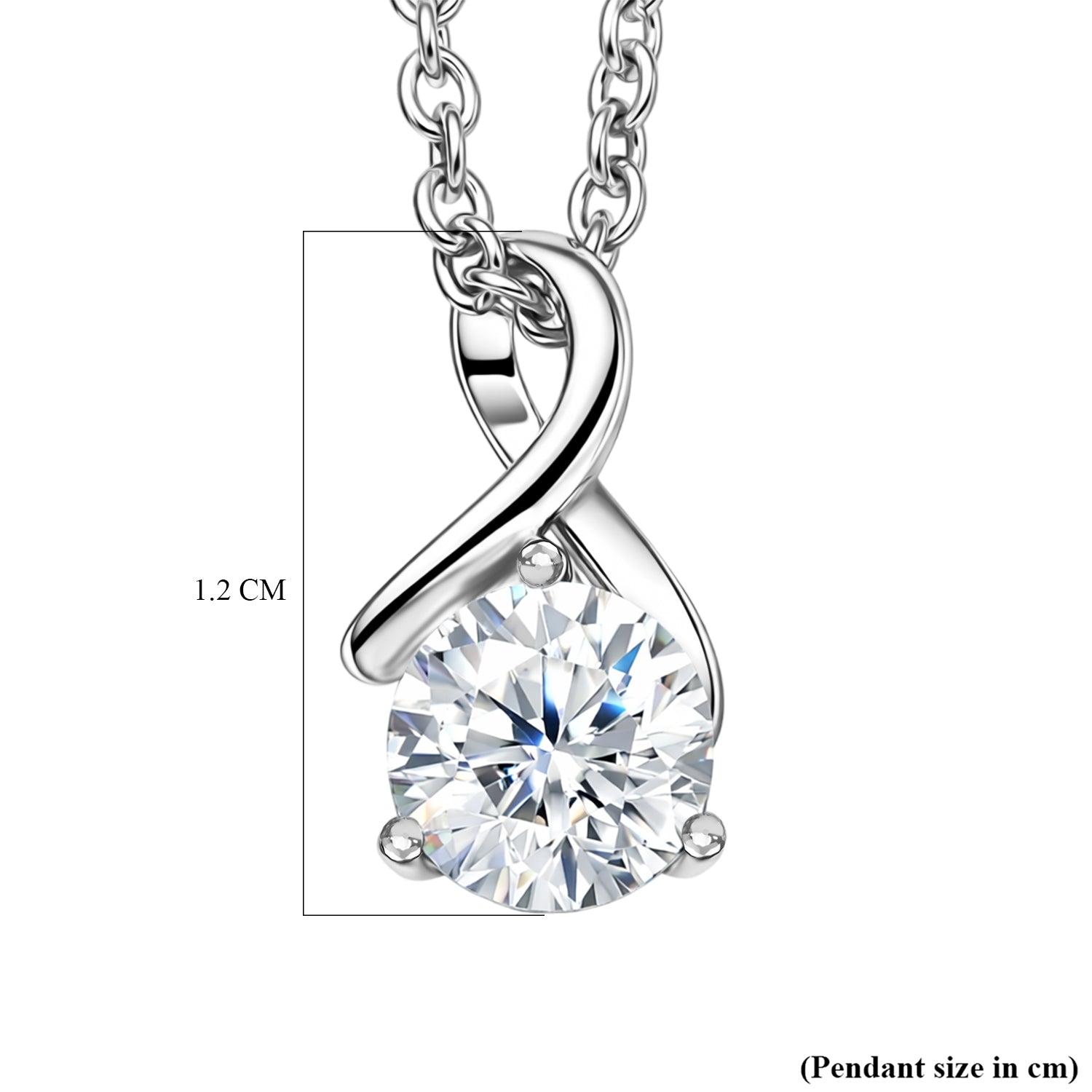 Moissanite Pendant in Platinum Overlay Sterling Silver with Chain (Size 20) 4453853 5