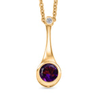 D'Joy AAA African Amethyst & Moissanite Solitaire Pendant in Yellow Gold Plated Sterling Silver with Chain (Size 20) 1.24 Ct._4454512