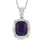 D'Joy - AAA African Amethyst Solitaire Pendant with Chain (Size 20) in Rhodium Overlay Sterling Silver 5.25 Ct._4454716
