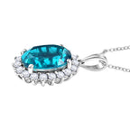 D'Joy Capri Blue Triplet Quartz & White Zircon Halo Pendant with Chain (Size 20) in Rhodium Overlay Sterling Silver 7.25 Ct._4454920_3