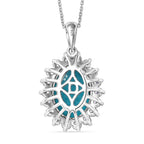 D'Joy Capri Blue Triplet Quartz & White Zircon Halo Pendant with Chain (Size 20) in Rhodium Overlay Sterling Silver 7.25 Ct._4454920_4
