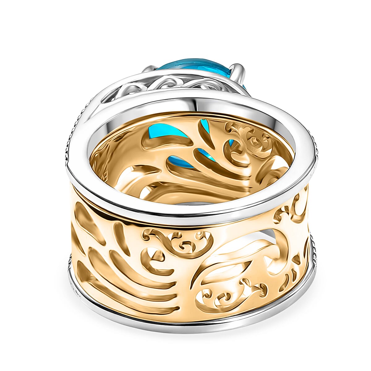 EverTrue Set of 2 - Capri Blue Triplet Quartz Stackable Ring in Yellow Gold Tone 3.93 Ct V32514781 6