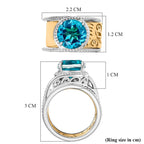EverTrue Set of 2 - Capri Blue Triplet Quartz Stackable Ring in Yellow Gold Tone 3.93 Ct_4454937_6