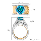 EverTrue Set of 2 -  Capri Blue Triplet Quartz Stackable Ring in Yellow Gold Tone 3.93 Ct._4454945_6