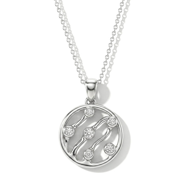 Lucy Q - Lab Grown Diamond (VS/E-F) Bubble Pendant with Chain (Size 18+2 Ext) in Rhodium Overlay Sterling Silver 4455129 1
