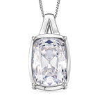 Moissanite Solitaire Pendant with Chain (Size 18) in Rhodium Overlay Sterling Silve 10.00 Ct._4455155