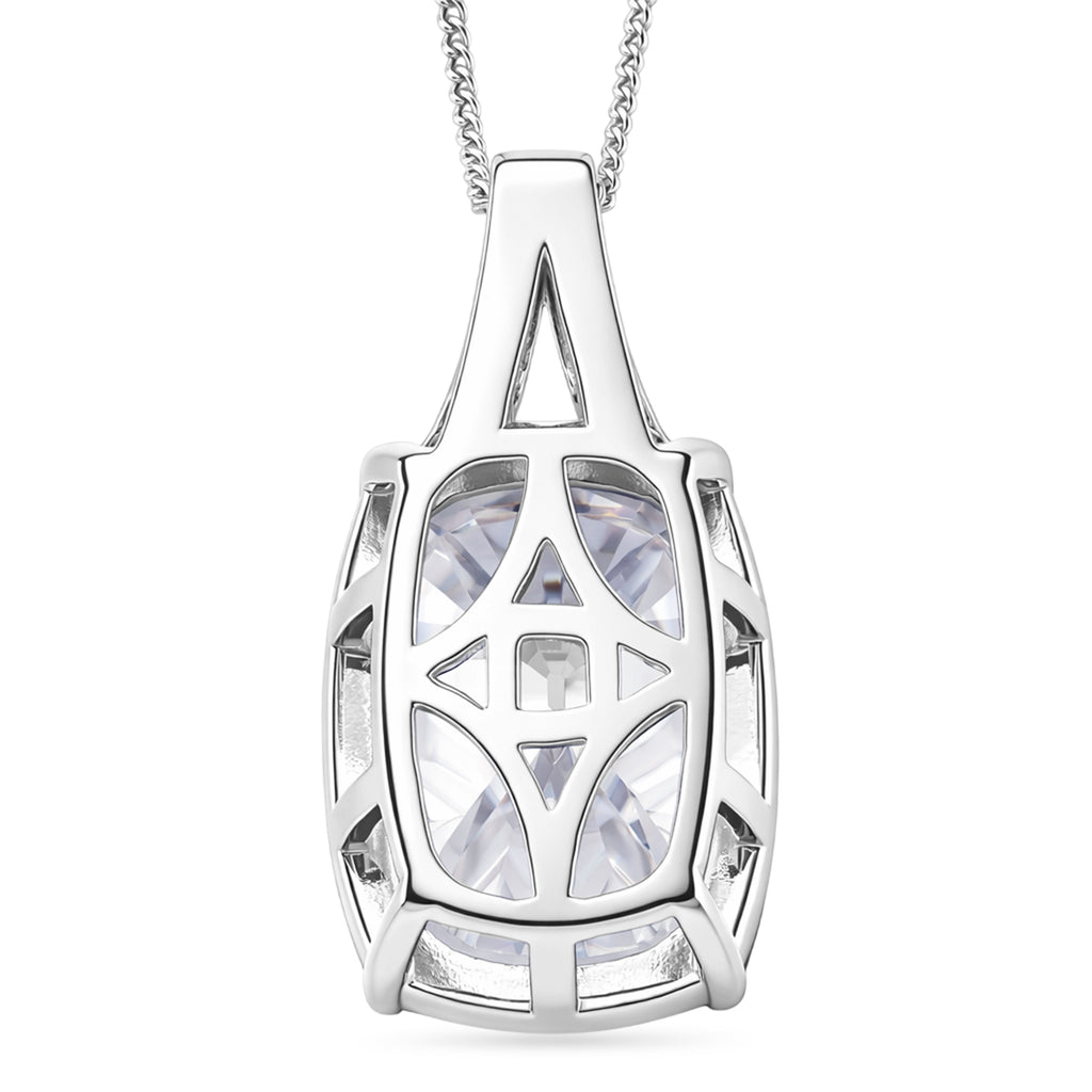 Moissanite Solitaire Pendant with Chain (Size 18) in Rhodium Overlay Sterling Silve 10.00 Ct._4455155_4