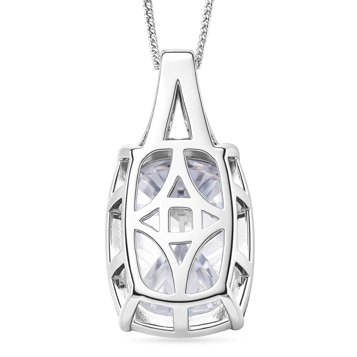 Moissanite Solitaire Pendant with Chain (Size 18) in Rhodium Overlay Sterling Silve 10.00 Ct. V32586214 5