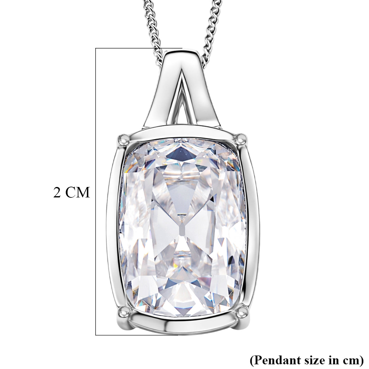 Moissanite Solitaire Pendant with Chain (Size 18) in Rhodium Overlay Sterling Silve 10.00 Ct. V32586214 7