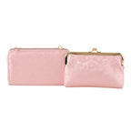 La Marey Set of 2 - RFID Clutch with Shoulder Strap & Gold Flower Cuff Set - Baby Pink_4455479_4