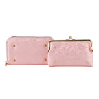 La Marey Set of 2 - RFID Clutch with Shoulder Strap & Gold Flower Cuff Set - Baby Pink_4455479_5