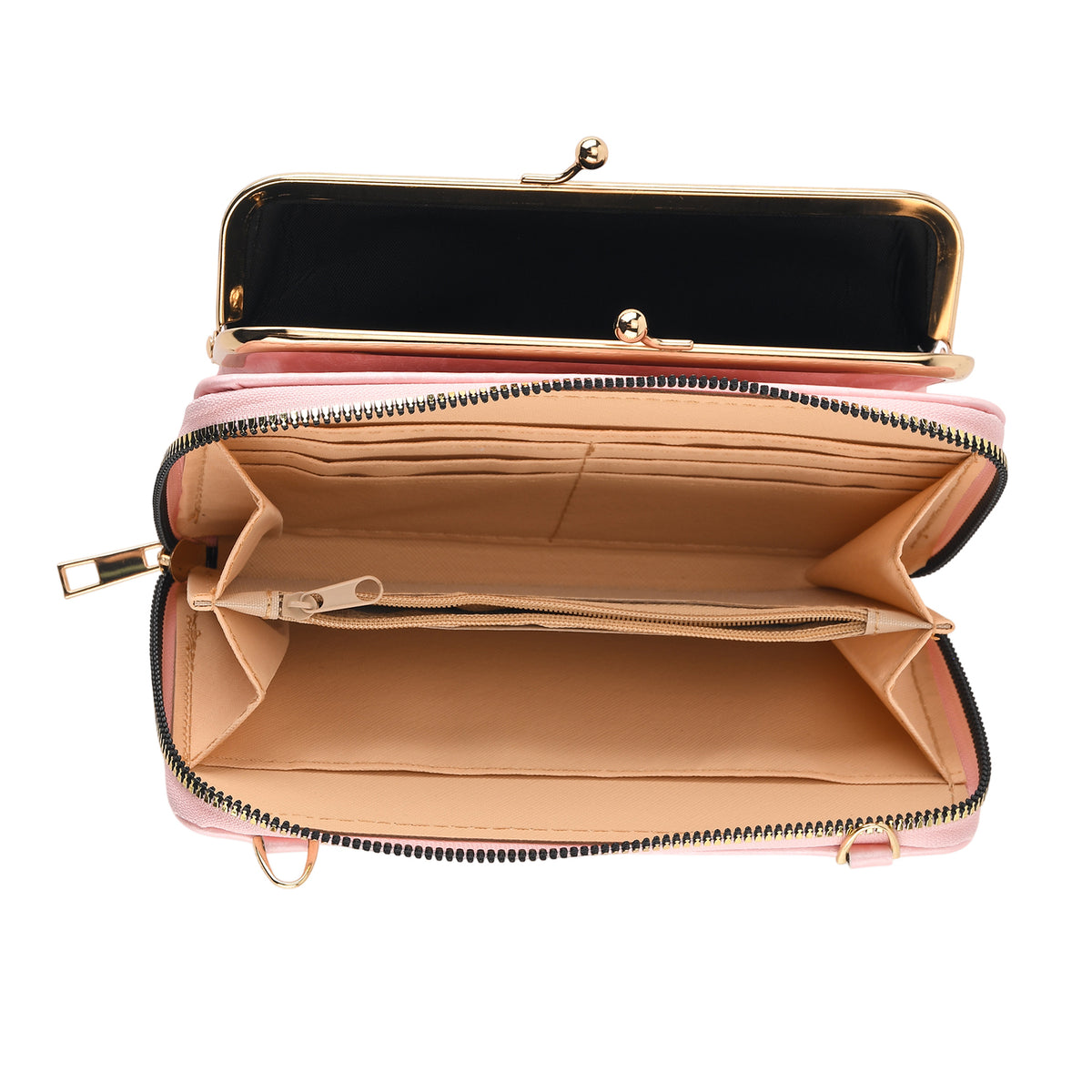 La Marey Set of 2 - RFID Clutch with Shoulder Strap &amp; Gold Flower Cuff Set - Baby Pink V32620120 8